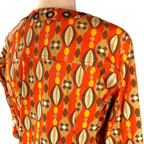 Multiples 3/4 Sleeve Blazer Denim Jean Jacket Snap Buttons Size S Orange Autumn - Picture 8 of 16